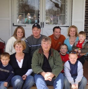 A fundraising effort on Saturday at Logan’s Bar & Grill in Freeport will help offset medical costs for Scott Stewart. Pictured are (first row, from left) grandson Landon Stewart, wife LuAnn Stewart, Scott Stewart, grandson Austin Walz, grandson Rylie Stewart, (second row, from left) daughter in-law Rachel Stewart, son Troy Stewart, son in-law Kevin Walz, daughter and grandson Kristi Walz and Bryson.