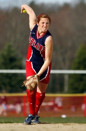 Ashland senior Nicole D'Argento delivers during Friday's 12-0 win at Holliston High.