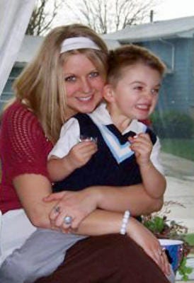 Jennifer Carlson, one of the victims of a 2007 fire in Chicago, with her son, Blake, then 4.