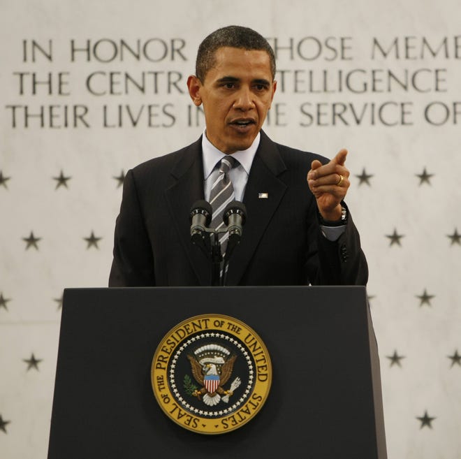 President Barack Obama speaks Monday, April 20, 2009, at the Central Intelligence Agency in Langley, Va.