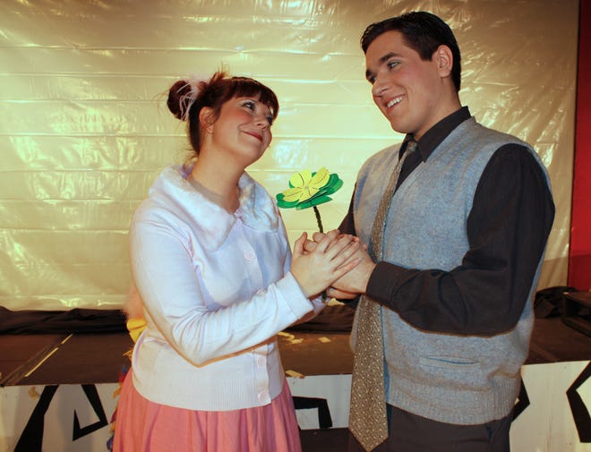 Chrissy McCartney as Gertrude McFuzz, and Stephen Markarian as Horton in the Milton Players' production of "Seussical the Musical."