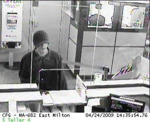 Milton police released these photos of the man who robbed the Citizens Bank in Milton. Police believe it is the same man who robbed a Quincy bank on Thursday
