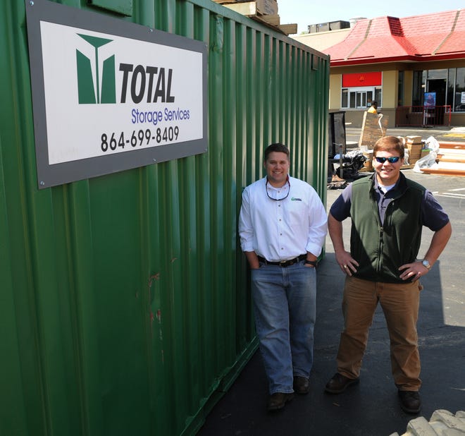 One Spartanburg-based company said it is seeing steady growth. Total Storage Services LLC rents modular storage trailers and containers. The company was founded in February 2007. Its business grew by 55 percent in its first year and 33 percent in 2008. So far business is up again this year. Here Rob Sanborn, general manager, and Will Conner account manager stand next one of their containers planning on where to put another one at a construction site on Hwy. 29.
