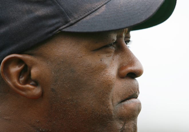 Chicago Bears head coach Lovie Smith listens to a questions at a news conference after NFL football minicamp at Halas Hall, Friday, May 1, 2009, in Lake Forest, Ill. (AP Photo/Nam Y. Huh)