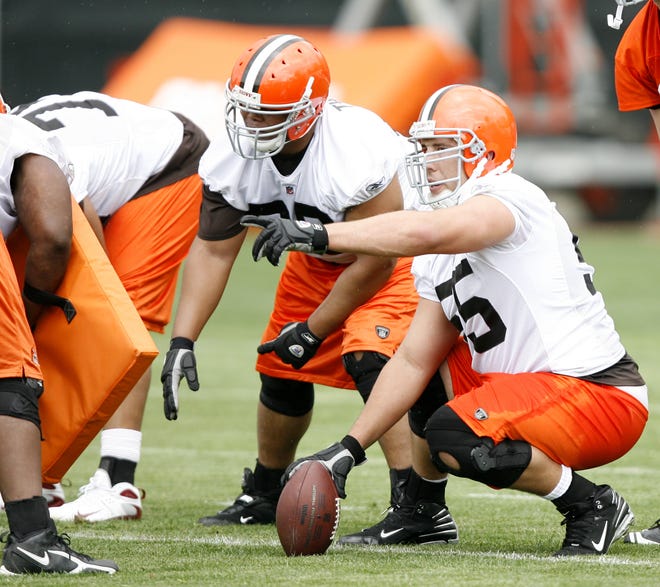 Browns No. 1 draft pick Alex Mack (right) is just one of the players Cleveland Head Coach Eric Mangini hopes to build his offensive line around for the future.