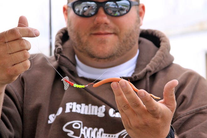 Greg Gorsuch took advantage of some recent down time to tie up crawler harnesses in preparation for the pike and walleye opener on Friday. Gorsuch, who runs Soo Fishing Charters, will need plenty of pre-tied harnesses on hand to replace those lost over the summer by the steady stream of anticipated clients.