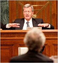 Senator Max Baucus and Democratic colleagues support a national insurance exchange where people could buy coverage.