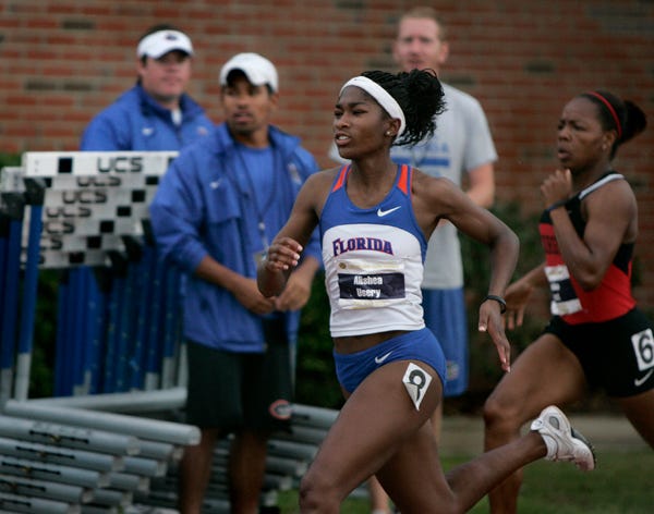 Florida freshman sprinter Alishea Usery runs during the SEC Outdoor Track and Field championships on May 17, 2009.