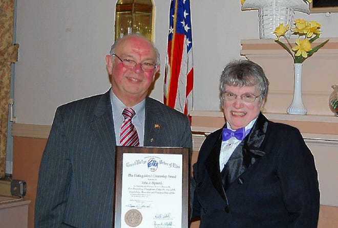 The East Stroudsburg Elks Lodge honored John J. Siptroth as 'Citizen of the Year,' and was presented a plaque from Exalted Ruler Carol I. Hutson at a dinner held in his honor at the Lodge.