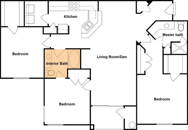 The colored area shown in this home is considered safe.