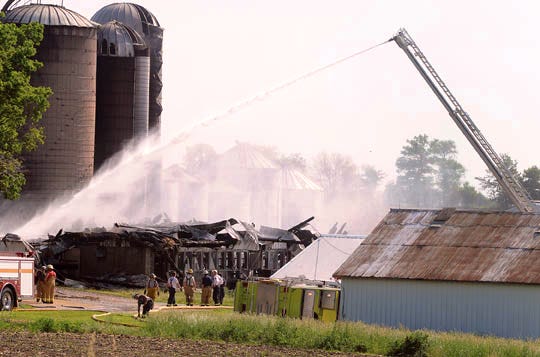 Area firefighters responded to a barn fire at 3517 Henderson Rd. Monday morning.
