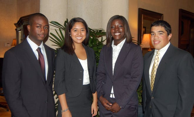 CHARLES BROWARD/SpecialJacksonville residents Marc Collier (from left), Shaina Aviles, Sara Young and Christopher Gonzalez are among the 31 people enrolled in the 2009 PGA Tour Diversity Internship Program.