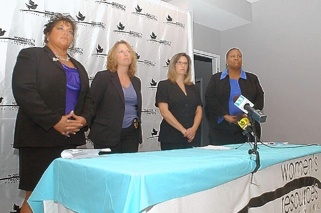 Women's Resources Executive Director Jennifer Grube, left, Detective Wendy Bentzoni with the Monroe County District Attorney's Office, Women's Resources legal advocate Jamie Kessler and Women's Resources education and outreach manager Lisa Brito Greene answer questions about protection from abuse orders during a press conference at Women's Resources Delaware Water Gap office on Thursday, June 11, 2009.