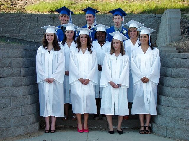 Courtesy photo
The Seacoast Christian Academy class of 2009 is, back row, from left, Christopher La Croix, Spencer Minnon, Andrew Kelsall; and, front row, from left, Audrianna Powell, Elise Sleeper, Shaina Richer, Mercedes Weston, Katrina Robinson, Jaylyn Acres and Sarah Castelluccio.