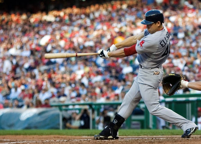 Boston’s Jacoby Ellsbury had four hits, including the first two-triple game of his career.