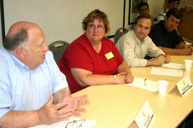 From left, State Reps. Ken Kurtz, Cindy Denby, Brian Calley and Kevin Daly, members of a Republican task force met with area farmers and producers in Coldwater Monday to learn about the needs and desires of the agricultural industry. This was the first public hearing for the task force.