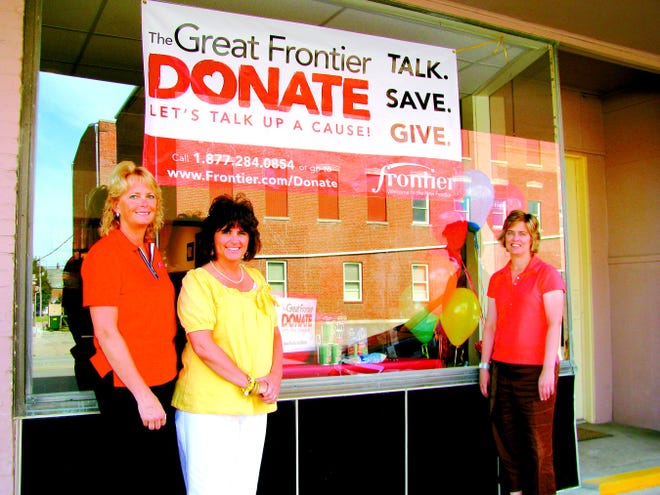 Vicki McNamara, Kim Sheetz and Angie McElwee kick off the Great Frontier DONATE campaign at the Chamber of Commerce office in Monmouth.