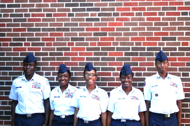 pictured are cadets Arthur Jones, Denean Kelson, Maci Harris, Jasmine Johnson, and Aljamaar Sullivan.