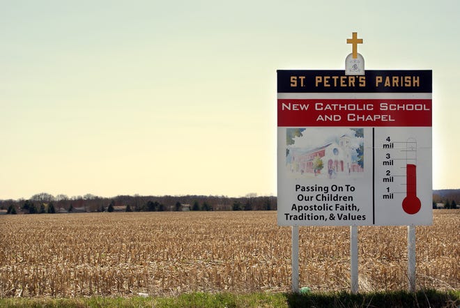 St. Peter’s Parish in South Beloit is looking to relocate its school to a site in Roscoe near Hononegah and Cedarbrook roads. The parish has generated 75 percent of the money needed to build the new school.