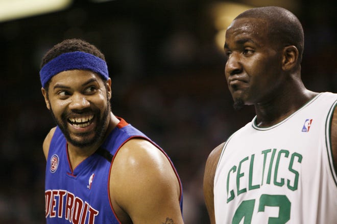 Rasheed Wallace, left, and Celtics center Kendrick Perkins may soon be teammates.