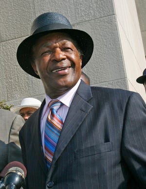 In this file photo from June 13, 2007, former Washington Mayor Marion Barry makes a statement to the media in Washington. The United States Park Police said Barry, a current D.C. Council member, was arrested Saturday, July 4, 2009, in Washington after a woman flagged down an officer and complained that Barry was stalking her.