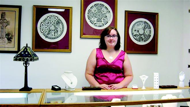 Jeanne Walker manages Walker Metalsmiths Celtic Jewelry, a new store at 140 Packets Landing, owned by her parents, Stephen and Susan Walker of Andover, Allegany County.