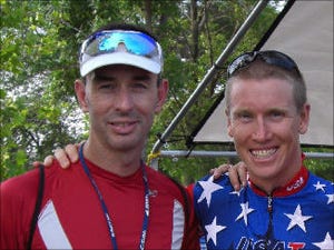 Olympic triathlete Jarrod Shoemaker, right, and his coach, Tim Crowley, co-founded the Marlborough Triathlon to benefit the Marlborough Public Schools Foundation and Children's Hospital Boston.