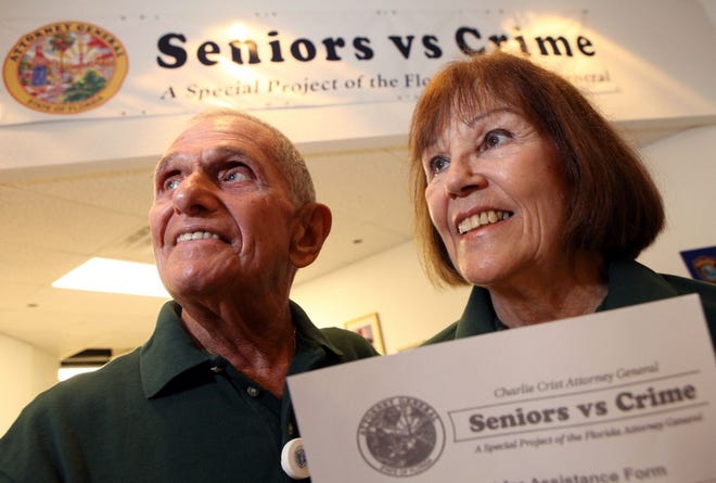 Carl and Suzanne Denny were one of the first volunteers of the local Seniors vs. Crime, a group based in the Paddock Mall to help seniors with possible fraudulent vendors.