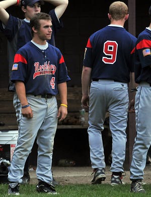 The Northborough Legion team's Kyle McGinnity (4) watches as the Northbridge celebrates its 2-0 win.