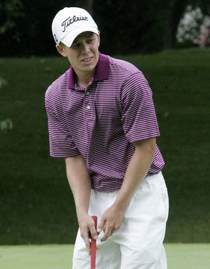Brad Benjamin reacts to missing a putt on the second green in June 2008 during the Ledges Invitational at the Ledges Golf Course in Roscoe.