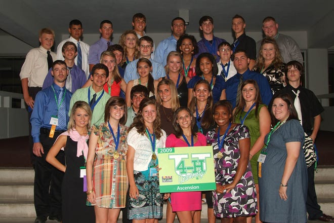 pictured are Ascension 4-H University participants. Listed below are the names of the participants in picture order to include in the article. TOP ROW Left to Right – Ryan McDonald, Taylor Gentile, Brett Brown, Bryan Broussard, Frankie Sotile, Cody Lowery, Scott Braud and Male Adult Volunteer, David Templet.
2nd ROW FROM TOP LEFT TO RIGHT – Matthew Hawkins, Ronald Bourgeois, Arielle Sutton, James Vercher, Whitney Bell, Joseph Babineaux and 4-H Agent Jamie Templet.
3rd ROW FROM TOP LEFT TO RIGHT – Male Adult Volunteer, Lonnie Boudreaux, Adam Barrilleaux, Leslie Decoteau, Lindsey Fryoux, Megan McDonald, Kaylee Magee, Taylor Braud and Shawn Fox.
4th ROW FROM TOP LEFT TO RIGHT - Brad Decoteau, Destiny Bourgeois, Allie Braud, Brittney Babineaux
5th ROW FROM THE TOP LEFT TO RIGHT – 4-H Agent, Kaylee Haydel, Elaine Vercher, Katie deVeer, Allie Castrogovannie, Ashley Earls, and Female Adult Volunteer, Karen Babineaux.
Missing from photo is Jason Burns, Nicholas Murphy, Amber Reaves.