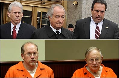 A COMMON REFERRAL Bernard L. Madoff, top, and Daniel Heath, bottom left, with his father, John William Heath, preyed on an increasingly popular retirement account, the self-directed I.R.A. The men, all convicted in financial frauds, steered most of their victims to Fiserv, once a giant in the industry.