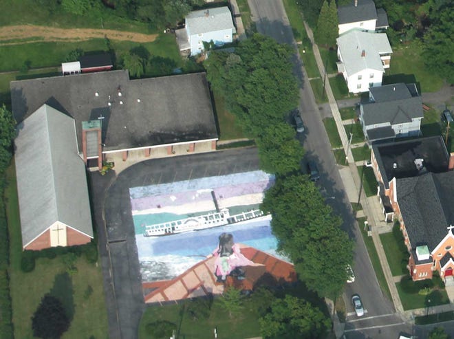 This photo of the painting was taken by 13-year-old Josh Baxter from a plane flown by his father, Eric.
