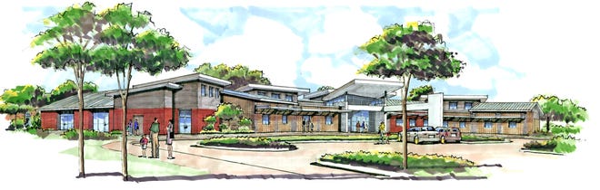EMPHASIZING EARLY CHILDHOOD EDUCATION...A new Early Childhood Center will go under construction this school year at Iberville Elementary school. School officials unveiled plans for the addition this week, and the School Board is expected to consider approving a bid on some $7.5 million in construction at Iberville Elementary when it meets Monday night. This is an illustration of the exterior of the center by Plaquemine architect Brad Guerin of Fusion Architecture, who designed it.
