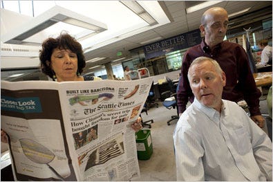 Circulation at The Seattle Times is up 30 percent since March.