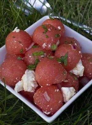 Whether you make balls or cubes out of the watermelon in this Watermelon Salad with Feta and Mint, the salty, sweet treat will be a hit this summer.