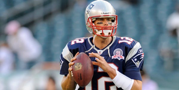 The big story for the Patriots was the return of star quarterback Tom Brady.
He went 10-for-15 for 100 yards and an interception, an underthrown long ball to Randy Moss. It was the most Brady had played since the Patriots lost to the New York Giants in the Super Bowl in February 2008.