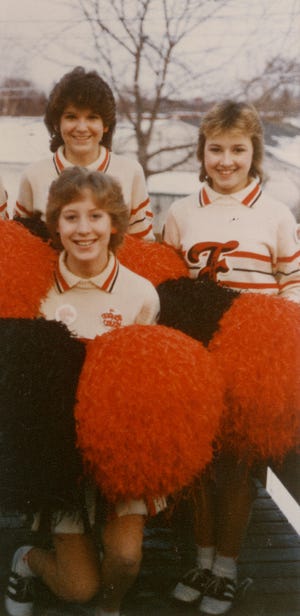 These three pompom girls are shown when students at Freeport High School. They all became doctors. They are (back from left) Janet Giedd, Sarah Janssen and (front) Molly Long.