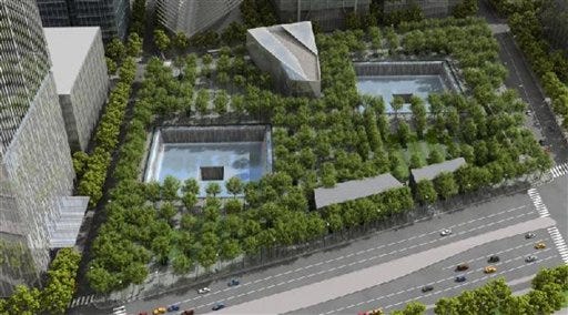 This undated graphic rendering provided by the National September 11 Memorial and Museum, shows or the National September 11 Memorial and Museum in New York.