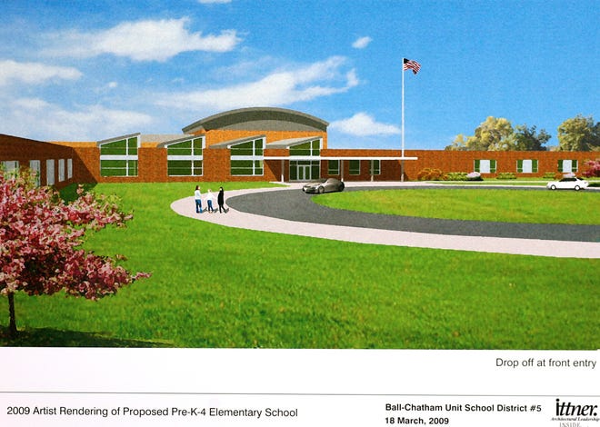 2009 Artist Rendering of Proposed Ball-Chatham School District proposed Pre-K-4 Elementary School. Artwork courtesy Ball-Chatham School District