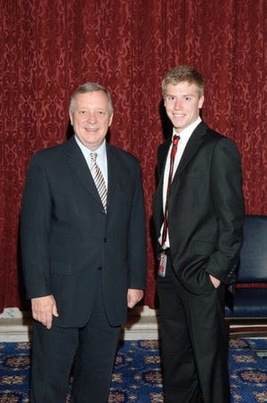 Canton resident Christopher Jump (right) was selected to serve as an intern for Sen. Dick Durbin in Washington, D.C. this summer. The two pose here for an official photo.