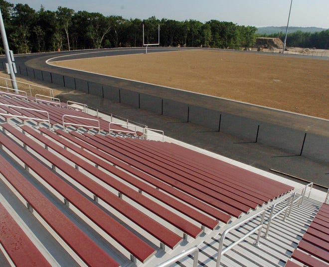 The football field under construction at the new Killingly High School.