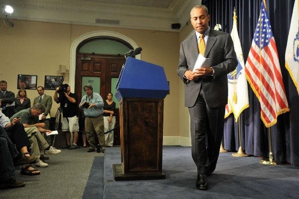 Gov. Deval Patrick addressed his hip replacement surgery during a news conference Monday in Boston. The operation on Patrick's left hip yesterday was prescribed to ease his arthritis pain.