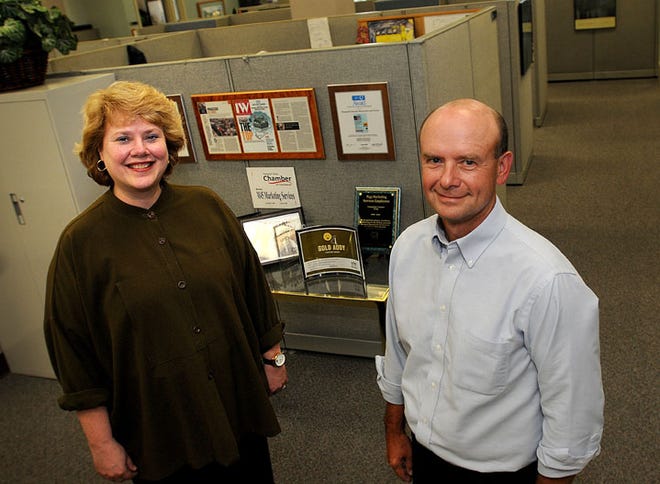M45 Marketing Services co-founders Marylin Smit and Joe Vaske at the M45 offices Wednesday.