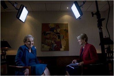 Katie Couric, the anchor of the “CBS Evening News,” interviewed Madeleine Albright last week.