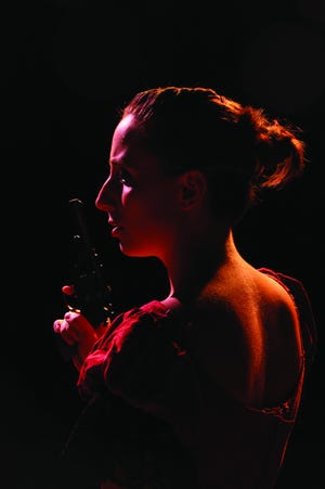 Danni Conti, playing Hedda during a recent rehearsal of "Hedda Gabler." The AASU Masquers production of the show opens tonight. (Courtesy of Jennifer Incorvaia)