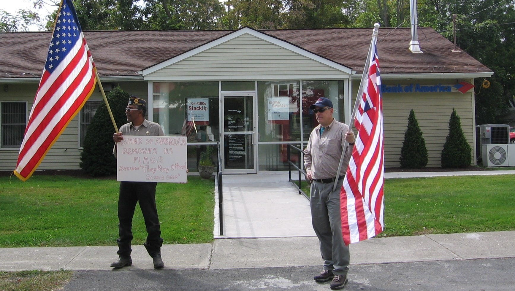 Bank of America flag protest in Wurtsboro