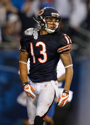 Chicago Bears wide receiver Johnny Knox will probably be returning kickoffs Sunday, Sept. 27, 2009.