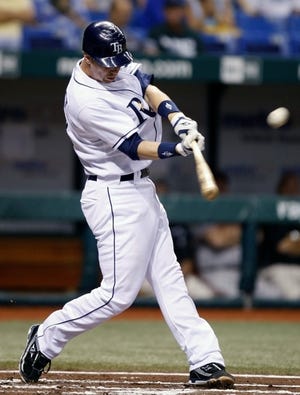 BEN ZOBRIST slugs a homer Monday night as the Rays reached 193 for the season.