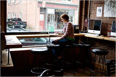 Katja Presnal recommends products as she blogs from her favorite coffee shop in Beacon, N.Y.